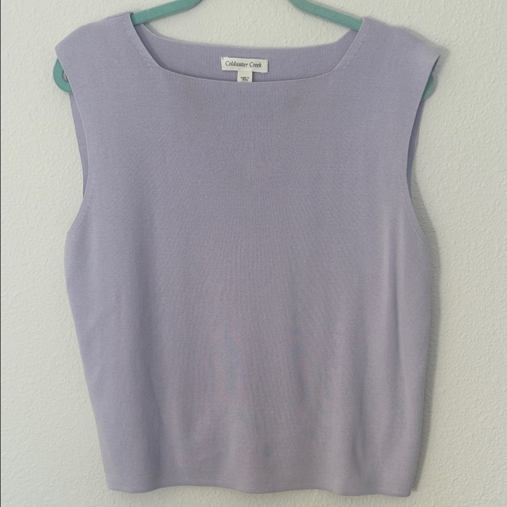 XL Coldwater Creek Light Purple Sleeveless Silk/Cotton Knit Sweater Vest Top